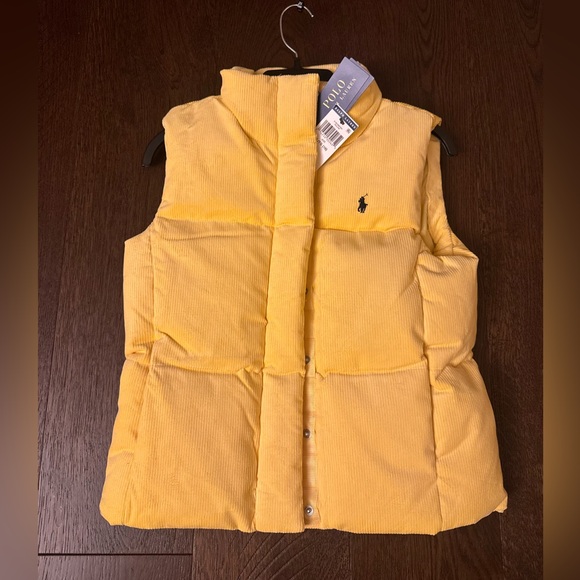 Polo Ralph Lauren Kids Yellow Corduroy Stretch Down Puffer Vest - Picture 2 of 3